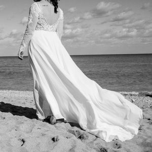 Stunning, Romantic, Illusion Wedding Dress from Davids Bridal.